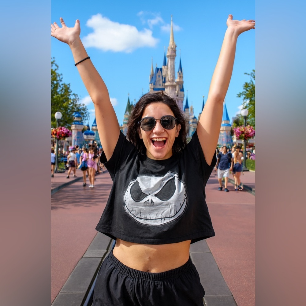 Disney Parks Jack Skellington Nightmare Before Christmas XL Womens Crop Shirt